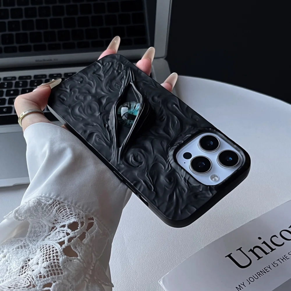 3D Eye Wrinkles Matte Case for iPhone 11–17 Pro Max & Air