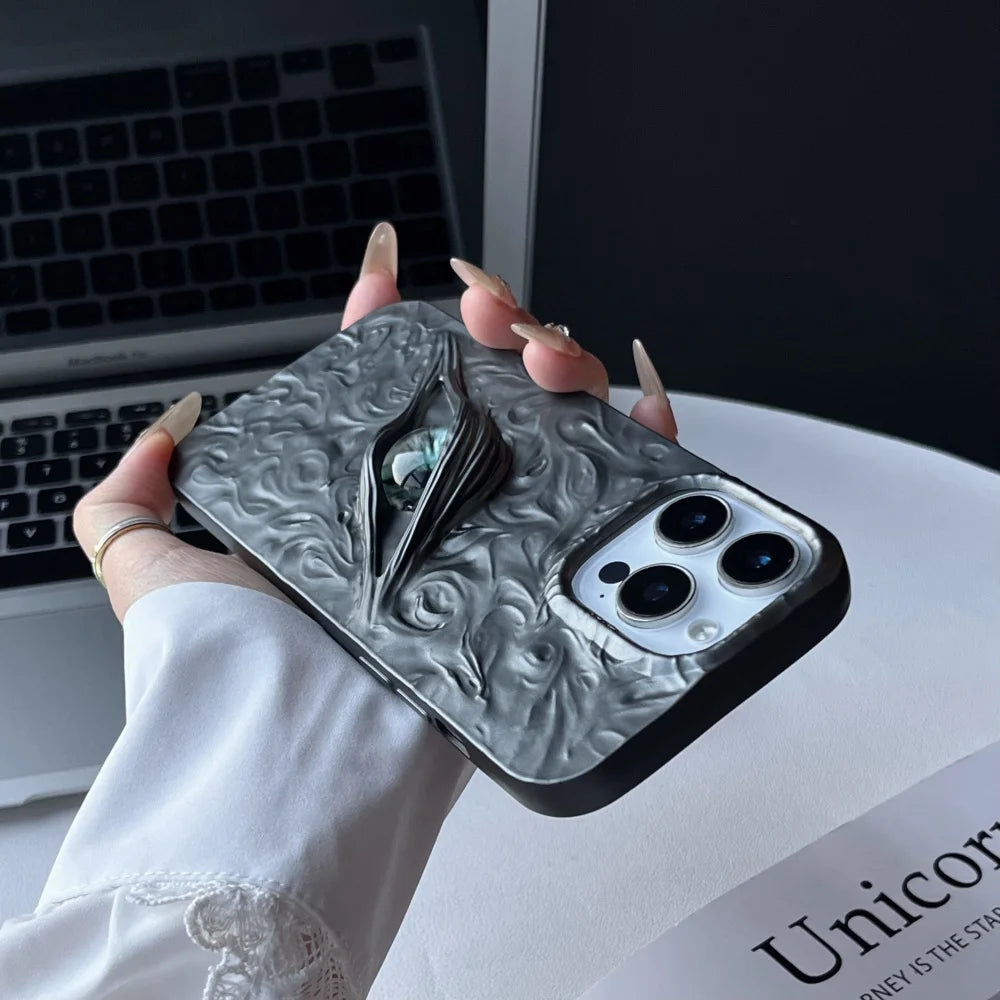 3D Eye Wrinkles Matte Case for iPhone 11–17 Pro Max & Air