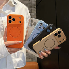 Magnetic Leather iPhone Case for 12–17 Pro Max Magsafe