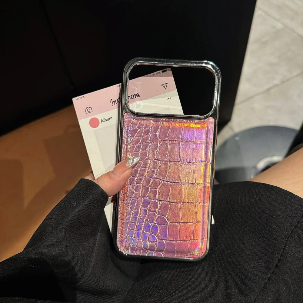 Luxury Crocodile Leather Plating Case