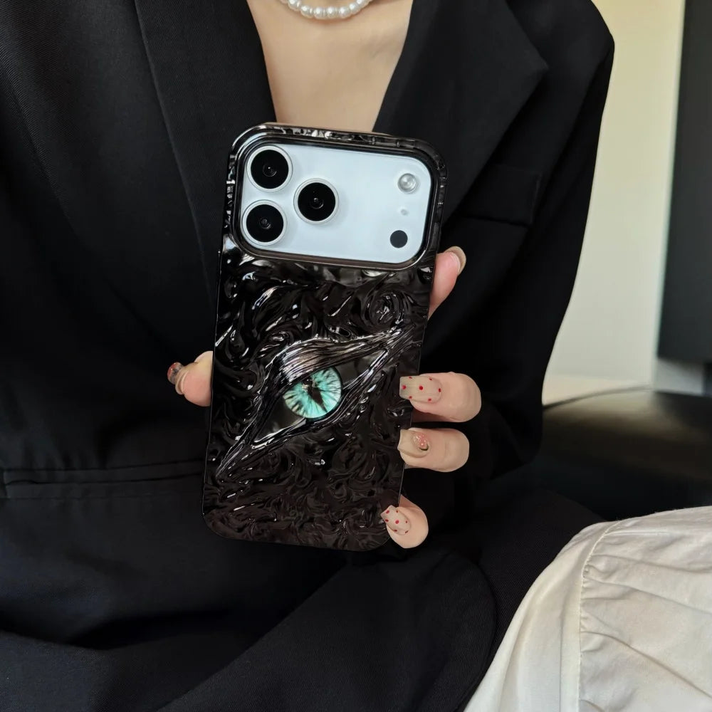3D Eye Wrinkles Matte Case for iPhone 11–17 Pro Max & Air