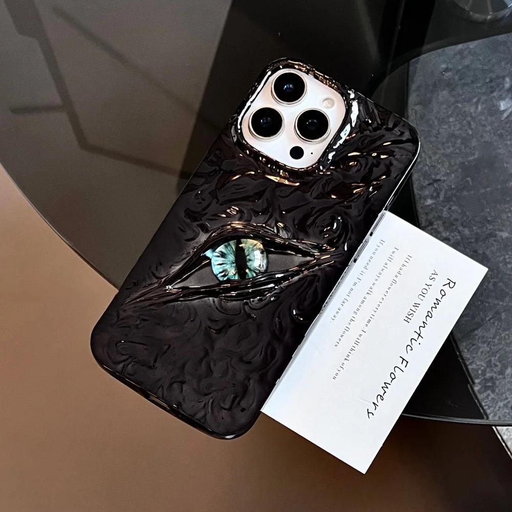 3D Eye Wrinkles Matte Case for iPhone 11–17 Pro Max & Air